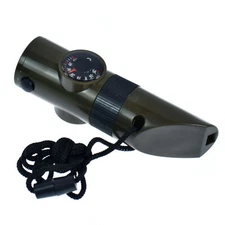 7 in 1 Military Emergency Survival Whistle Kit Compass LED Light Thermomet Tools