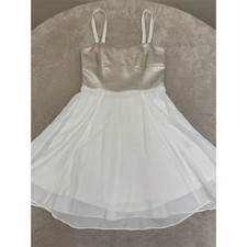 Express Dress Womens Size 4 Fit & Flare Skater White Gold Sweetheart Zip