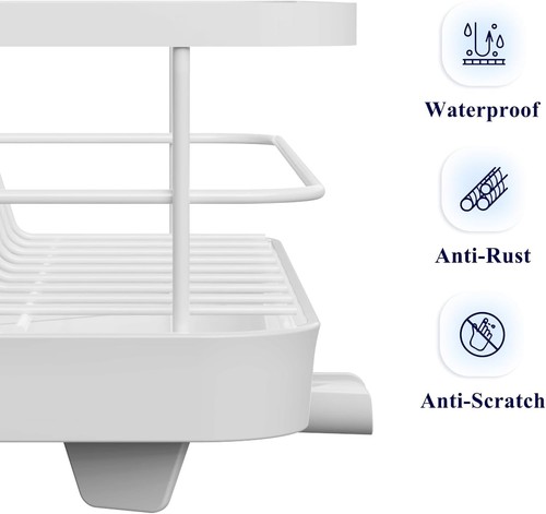 Estante de secado de platos para mostrador de cocina, organización de fregadero de acero inoxidable y S... - Imagen 6 de 8