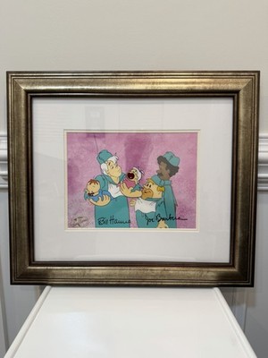 The Flintstones Family Hanna-Barbera Painted Print Signed Bill Hanna Joe Barbera
