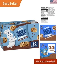 Mini Soft Baked Chocolate Chip Cookies, 10 Snack Bags - Sweet On-The-Go Treats