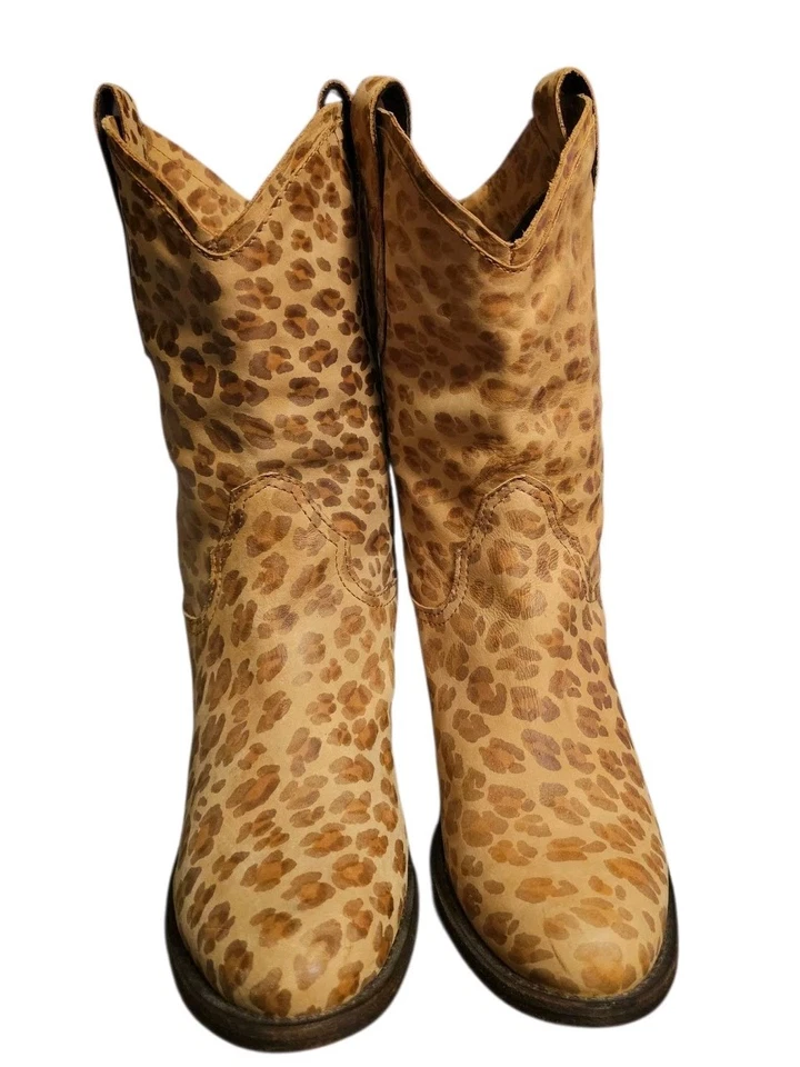 Botas Donald J Pliner Major Cheetah Roper Puntera Corta Mujer 8M Gamuza Western Boho Foto 2 de 4