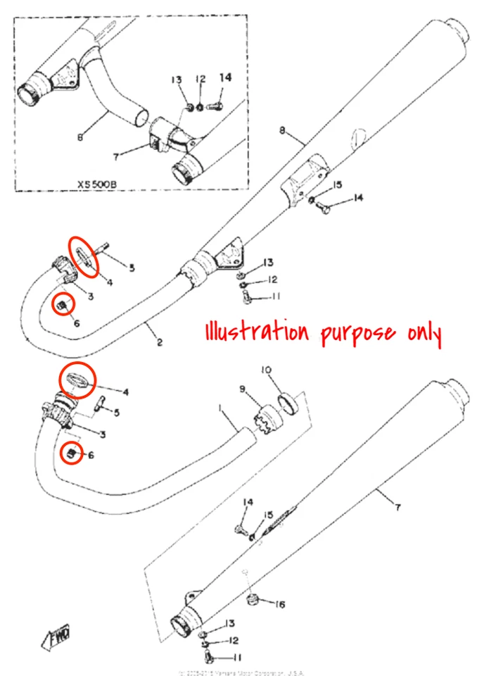 Juego de reparación de juntas de colector de escape Yamaha TX500/A 1973-1974 # XS500 1975-1977 Foto 2 de 2