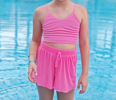 Primark Cares Mädchen Sommer-Set 2-teilig Top & Shorts Rosa Gr. 2XS