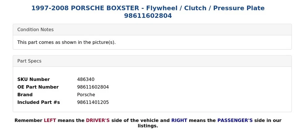 Porsche Boxster 1997-2008 - Volante/embrague/placa de presión 98611602804 Foto 4 de 4