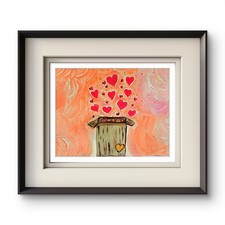 Love in a Box Painting 11x14 Original Acrylic Whimsical Romantic Art