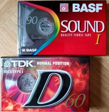 2 x ☆FACTORY SEALED☆ BASF 90 FERRIC & TDK D60 TYPE 1  Recordable Cassette Tapes