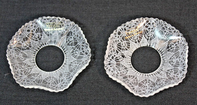 2 Formglas Sweden Wavy Lace Glass Bobeche Candle Drip Protectors New w Stickers
