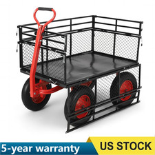 1400 Lbs Steel Garden Cart, Heavy-Duty Garden Yard Carts Utility Wagon Dump Cart