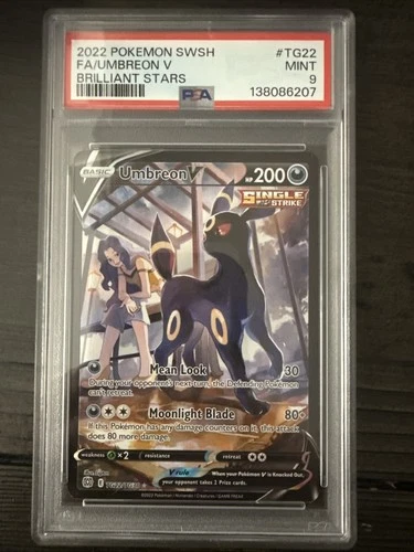 2022 POKEMON SWORD & SHIELD BRILLIANT STARS #TG22 FULL ART/UMBREON V PSA 9