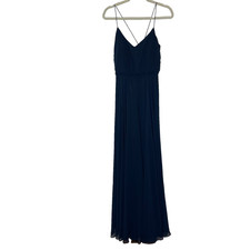 Women's 4 Jenny Yoo Collection Navy Blue Strappy Sheath Bridesmaid Dress