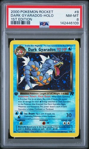 2000 POKEMON ROCKET 1ST EDITION #8 DARK GYARADOS-HOLO PSA 8