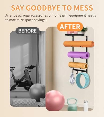 Yoga Mat Holder Wall Mount,Workout Storage Organizer for Home Gym Yoga Mat Holder Wall Mount,Workout Storage Organizer for Home Gym