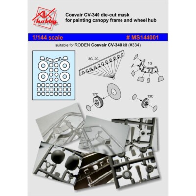 DAN Models MS144001 Scale 1:144 Mask for Model Kit Convair CV-340 for Roden kit