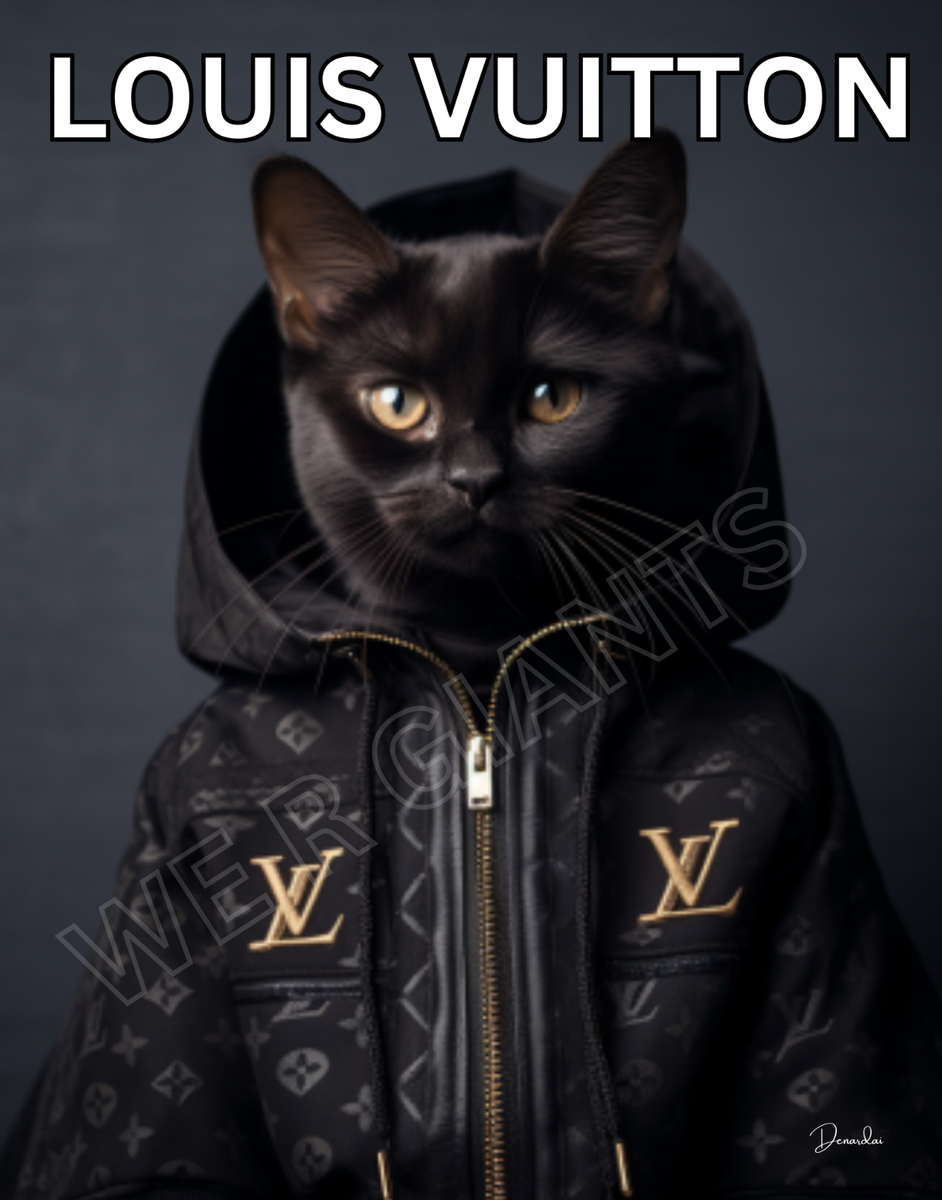 LOUIS VUITTON Black Cat 11 x 17 Print- Louis Vuitton Animal