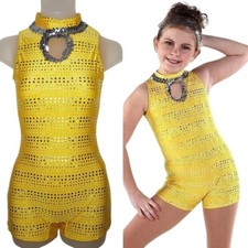 Lot of 14 Color Your World Adult Small Dance Costume Yellow Biketard  Headband