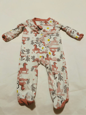 Honest Baby 100% organic cotton pink and white horse print sleeper