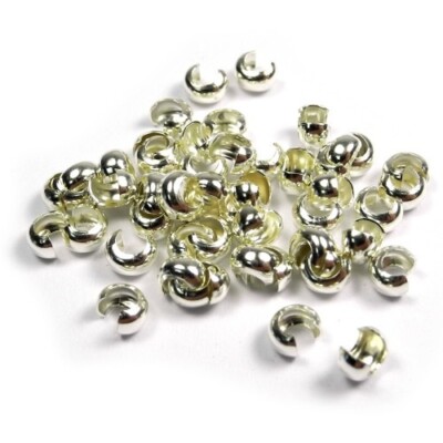 Soft Flex Halskette Quetschperlen Abdeckungen 925 Sterling Silber 3 mm (50er Pack) - FC117