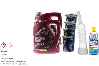 8L MANNOL Motoröl SAE 10W-60 RACING+ESTER inkl. Additiv Auslaufschlauch