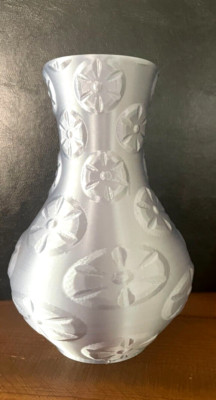 Handmade 3D Printer Silver Floral Pattern Vase