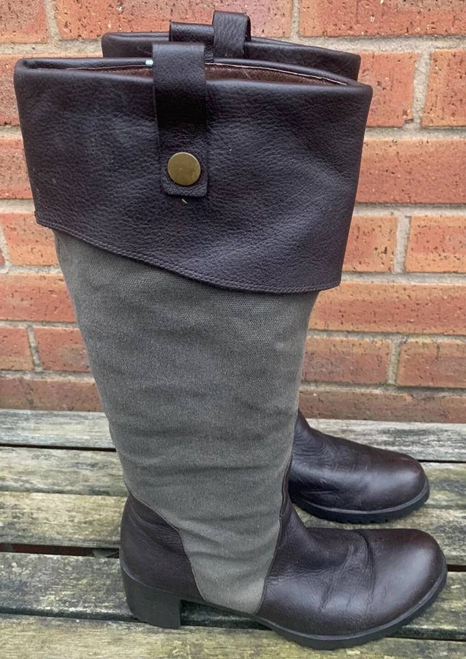 Botas Nina Nina de cuero real/lona hasta la pantorrilla talla 7/40 para dama Foto 4 de 4