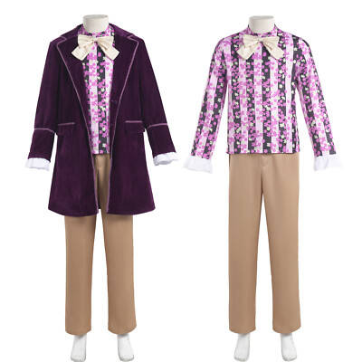 Charlie and the Chocolate Factory Cosplay Willy Wonka Jackt Pants Tie Costume