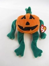 TY Beanie Baby PUMPKIN 5" tall sitting, 8.5" long Tags 1998 Plush Halloween