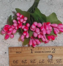 VINTAGE style HOT PINK  Millinery Bead flower pick/bunch Alexander DOLL hats 