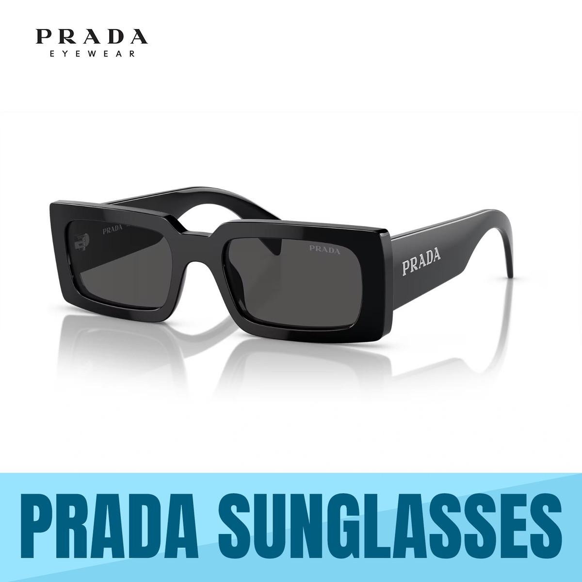 PRADA PR A07SF 1AB5SO BLACK-DARK GREY LENS UNISEX SUNGLASSES 54MM