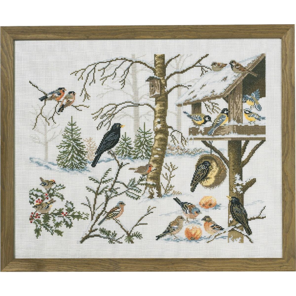 Eva Rosenstand counted cross stitch kit ""Eating birds"", 55x45cm, DIY