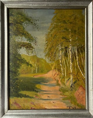 Ölbild Sonniger Tag am Waldrand 1949 FT Monogramm Deutscher Maler