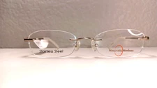 Naturally Rimless Gold-color Steel w/ Rhinestone Eyeglasses / NR 418 / 51-17-135