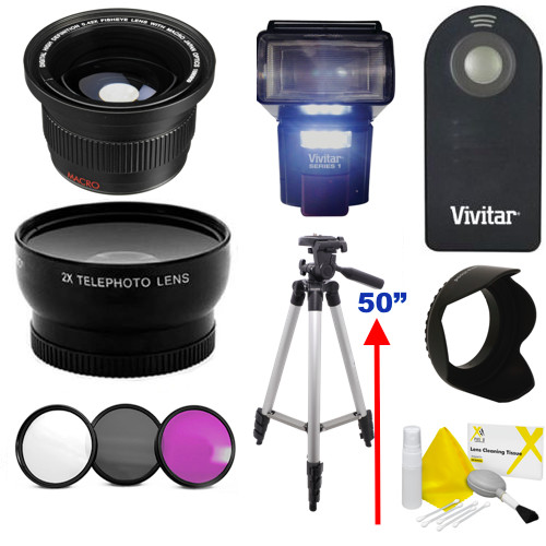 LENTE OJO DE PEZ + LENTE ZOOM + TRÍPODE + LUZ LED + KIT DE INICIO DE FLASH PARA NIKON Z50