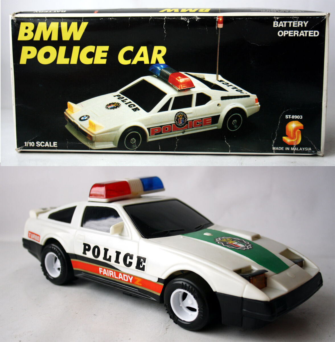 VINTAGE 80'S NISSAN FAIRLADY Z POLICE CAR B/O 1:10 MIN YIN VINTAGE 80'S NISSAN FAIRLADY Z POLICE CAR B/O 1:10 MIN YIN