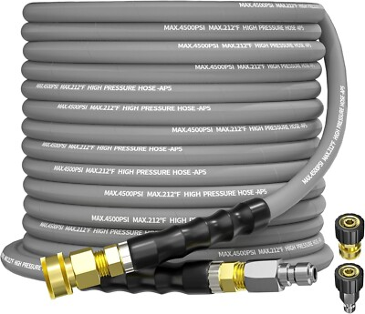 #ad 25FT 3 8quot; Pressure Washer Hose 4500PSI Kink Resistant Hose M22 14mm Adapter $45.98