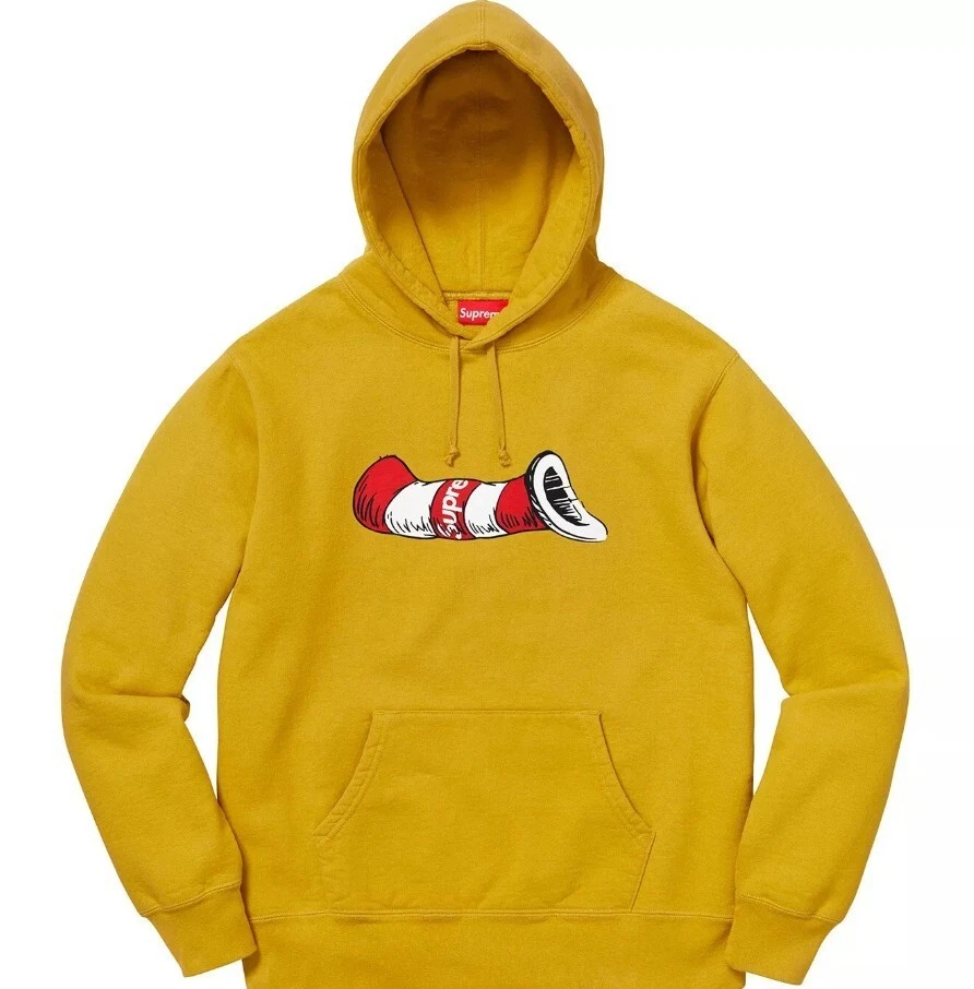 Sweat à capuche homme Supreme Cat in the Hat moyen moutarde FW18 neuf DS