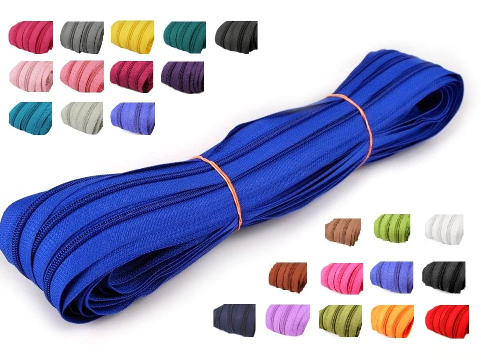 2 m endlos Reißverschluss 3 mm Laufschiene + 5 Zipper Meterware teilbar Farbwahl