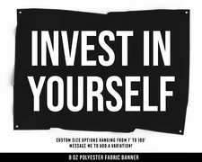 Invest in Yourself Cloth Banner - Home Gym Decor - Large Motivational Fitness
