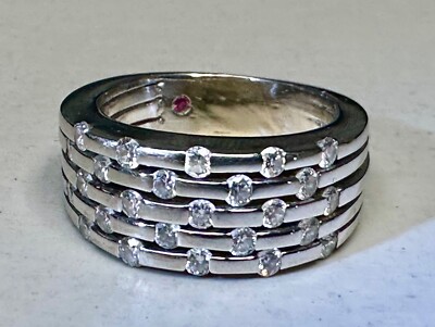 ROBERTO COIN PLATINUM 1ct.  Round Cut Diamond  Band Dress Ring 6.5