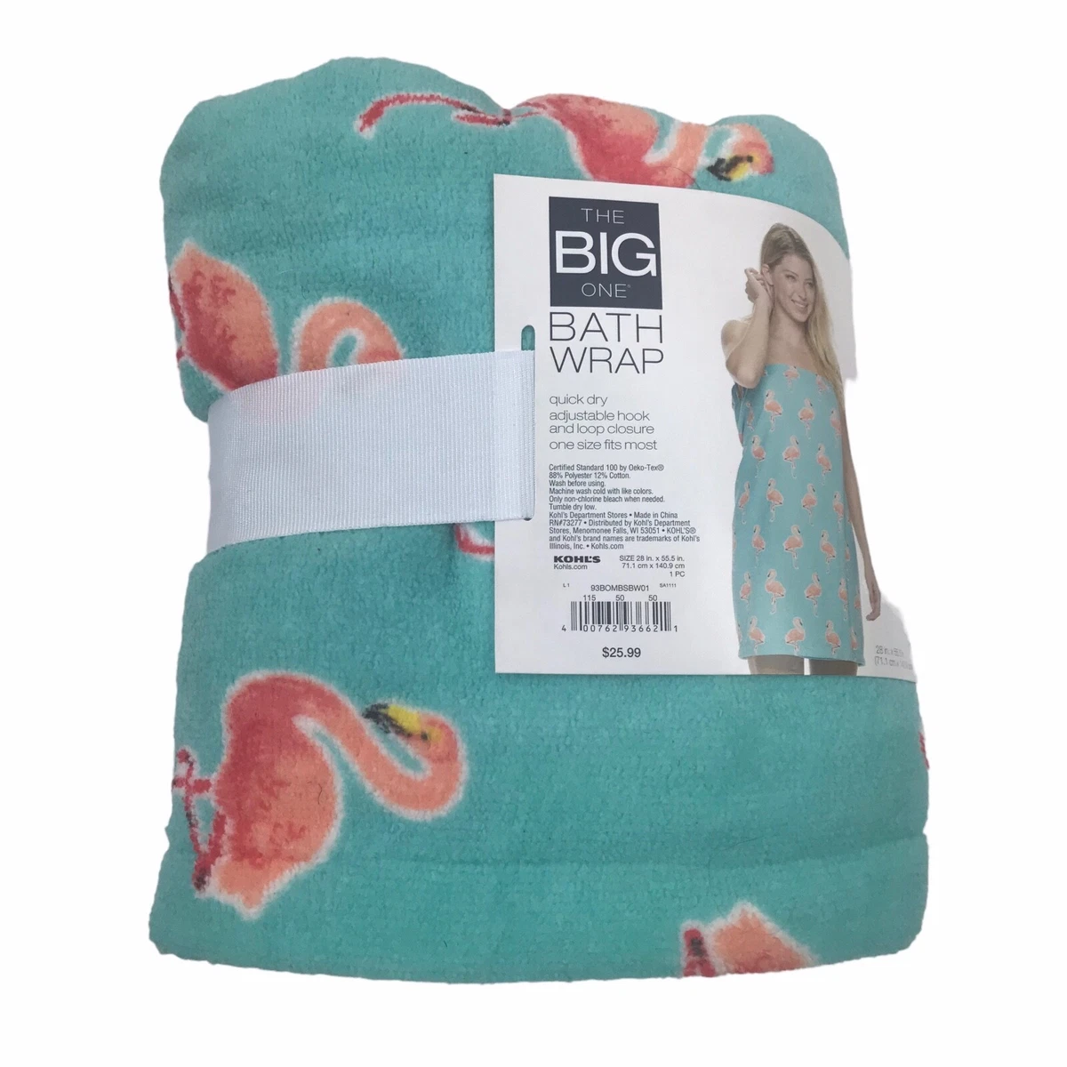 The Big One Bath Wrap Beach Cover Up Quick Dry Pink Flamingo
