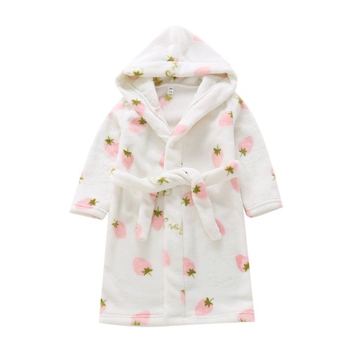 Toddlers Boys Girls Hooded Robe Fleece Bathrobe Pajamas Dressing Gown Sleepwear - Picture 23 of 42