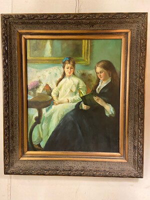 Painting Oil Canvas 28x31  Little Women Unsigned C12pix4details&size. MAKE OFFER