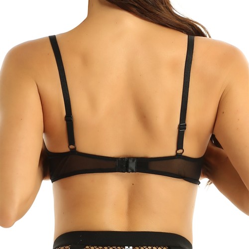 Reggiseno pizzo top donna coppa aperta bralette mezza coppa reggiseno mensola lingerie intimo - Foto 6 di 30
