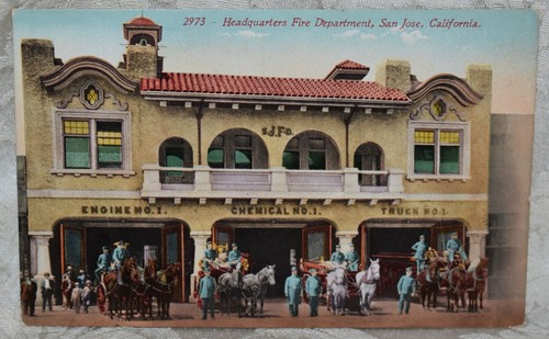 118k. UNUSED DIV BK, POSTCARD, SAN JOSE, CA HEADQUARTERS FIRE DEPARTMENT, No. 1 - Bild 1 von 2