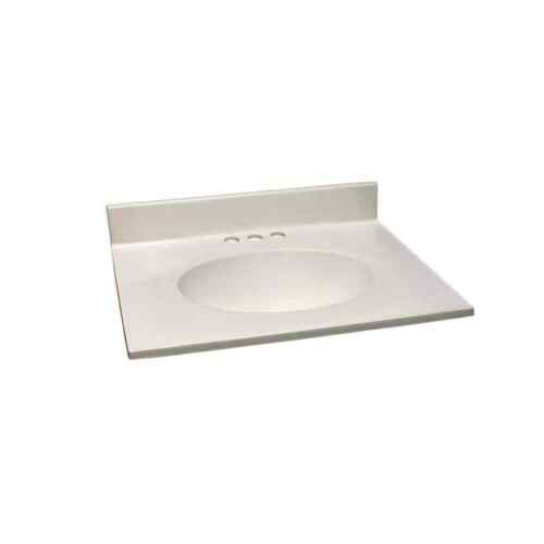 25 in. W x 19 in. D Cultured Marble Vanity Top in Ivory Swirl, 4 in. Faucet Spre