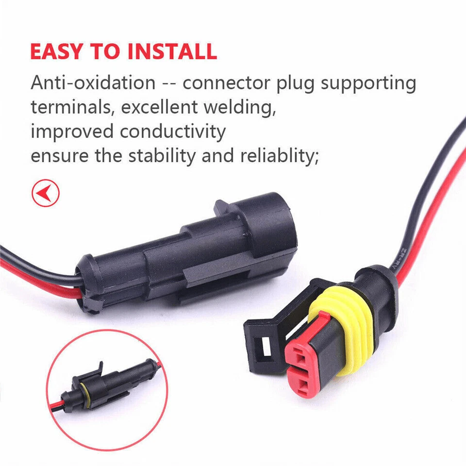 2/3/4/6-Pin Way Car Waterproof Male Female Electrical 18AWG Wire Connector Plug - Image 3 of 4