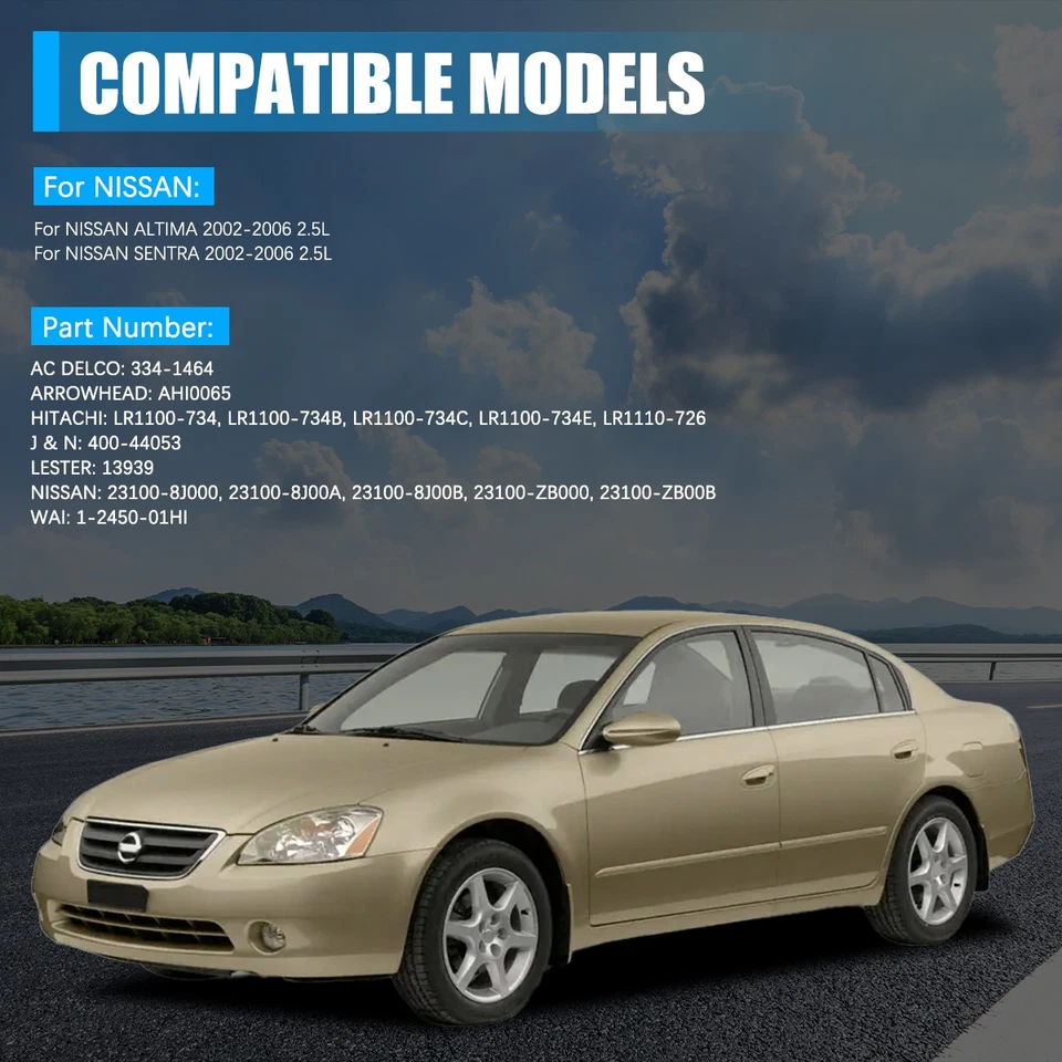 Alternator For 2002-2006 Nissan Altima Sentra 2.5L LR1100-734E LR1110-726 13939# Foto 2 de 4