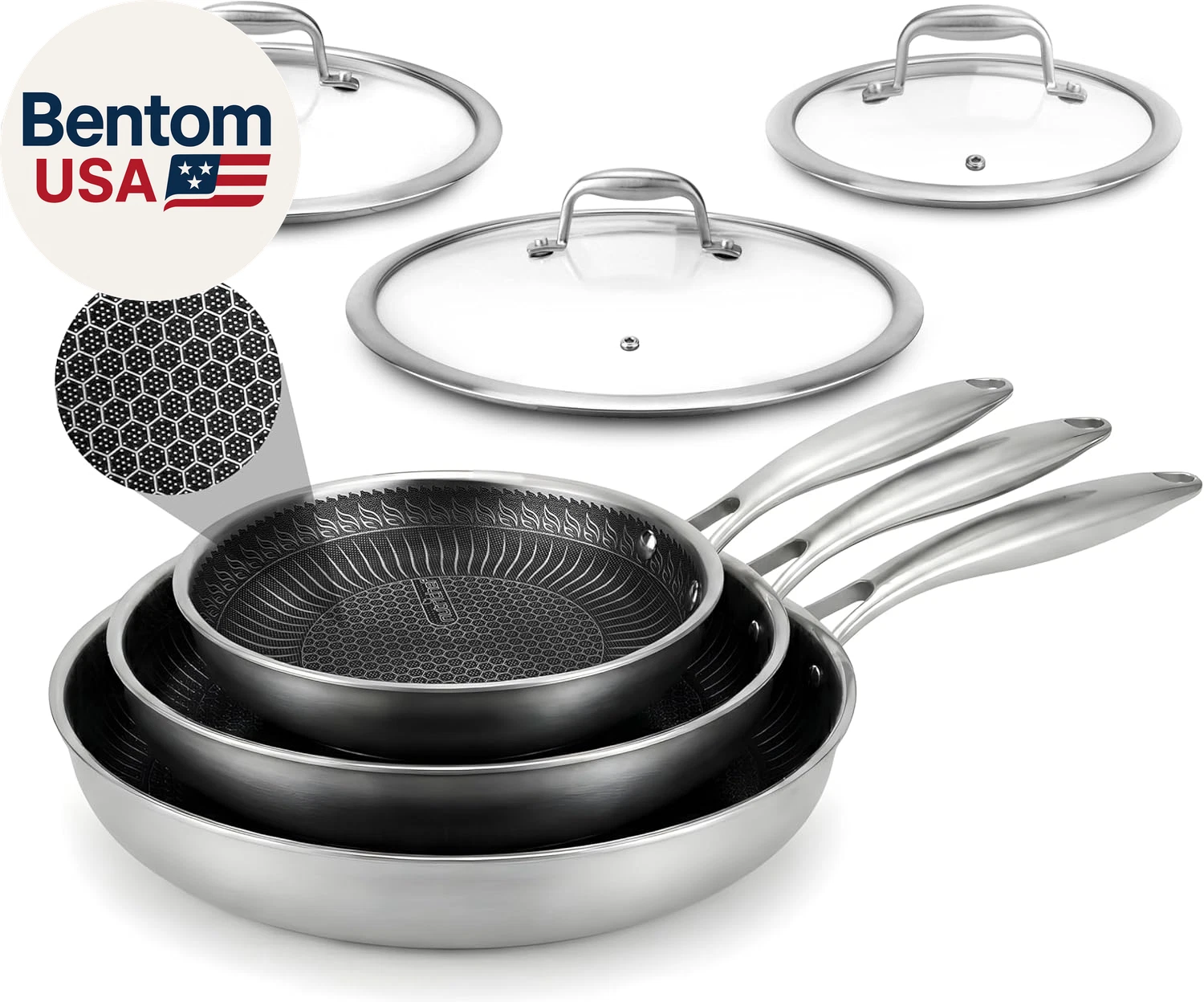 6-Piece Tri-Ply Stainless Steel Frying Pan Set – 8", 10", 12" Non-Stick Skillets
Opens in a new wind