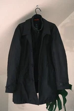 Fay Men's Navy Blue Nylon Long Morning Coat Size L Made in Italy