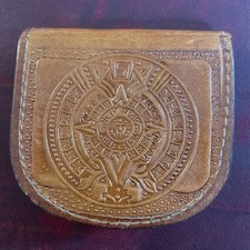 Vintage Leather Mexican Coin Purse Wallet Coin Pouch Hand Tooled Handmade Mexico